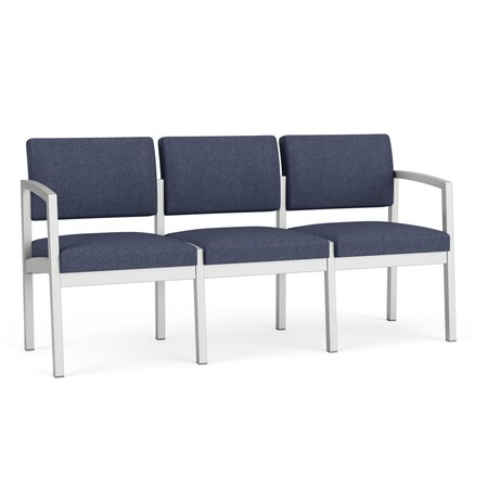 Lesro Denim (Blue) Seat, 3 Seat Sofa, 64.5 W 24.5 L 32 H, Linette Vinyl Seat, Lenox Steel Series LS3101